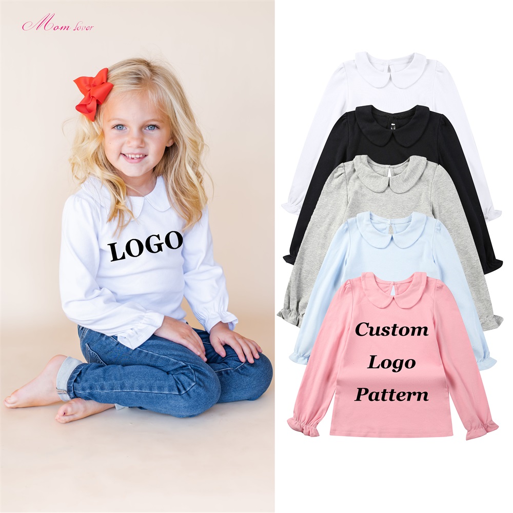 100% 빗질면 Peter Pan Collar Kids 티셔츠