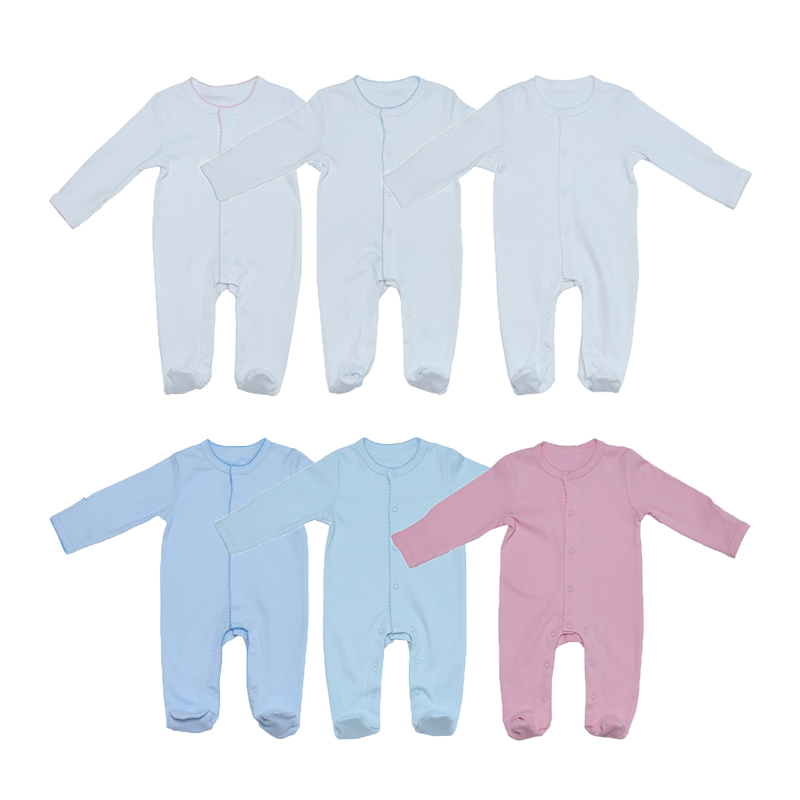 Picot Trim New New Born Coming Home Outfits Babies Onesie Romper Set
